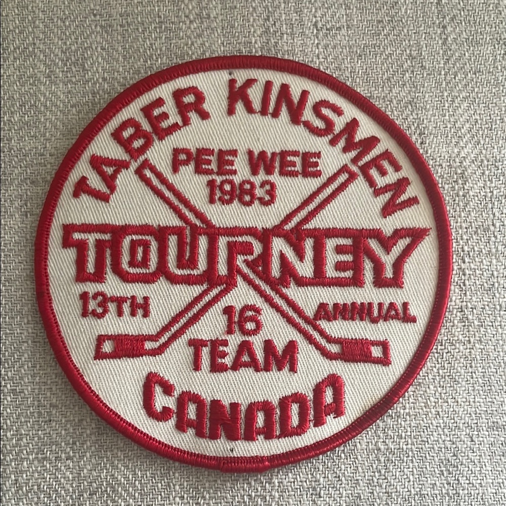 Vintage 1983 Taber Kinsmen Hockey Tourney Patch